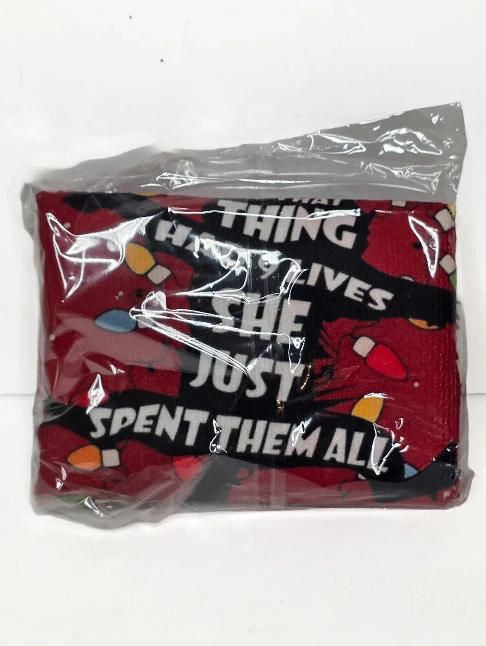 Red Funny Cat Christmas Lights Kitchen Dish Towel Holiday Home Decor Accessories
